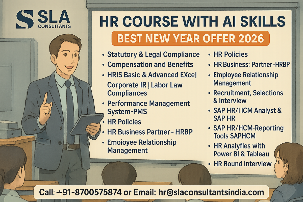 HR Training Institute in Delhi, “Online Live HR Generalist Training Course” in Ranchi by CA Faculty, with Google Certification Support, Best New Year Offer 2026, by SLA Institute,