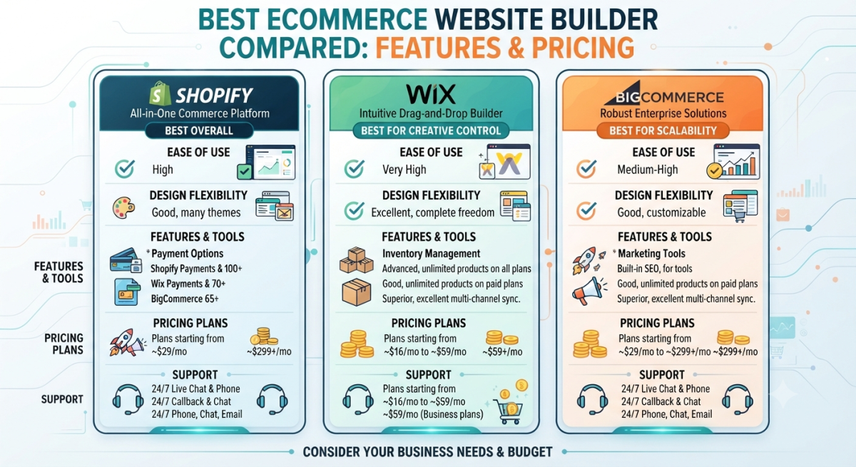 Best Ecommerce Website Builder Compared: Features & Pricin